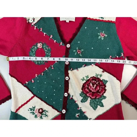Vintage Susan Bristol Hand Embroidered Christmas Sweater Holiday Party Classic L - Picture 3 of 12